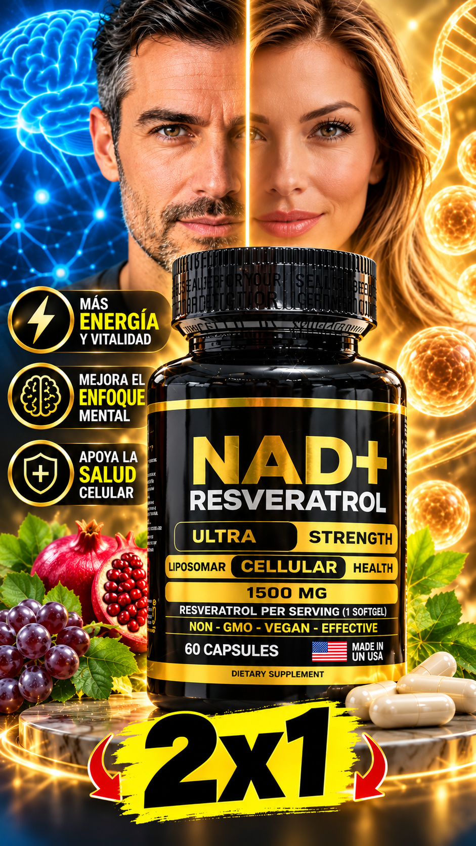NAD + RESVERATROL AMERICANO CAPSULAS | Oferta 2x1 Hasta Agotar Stock