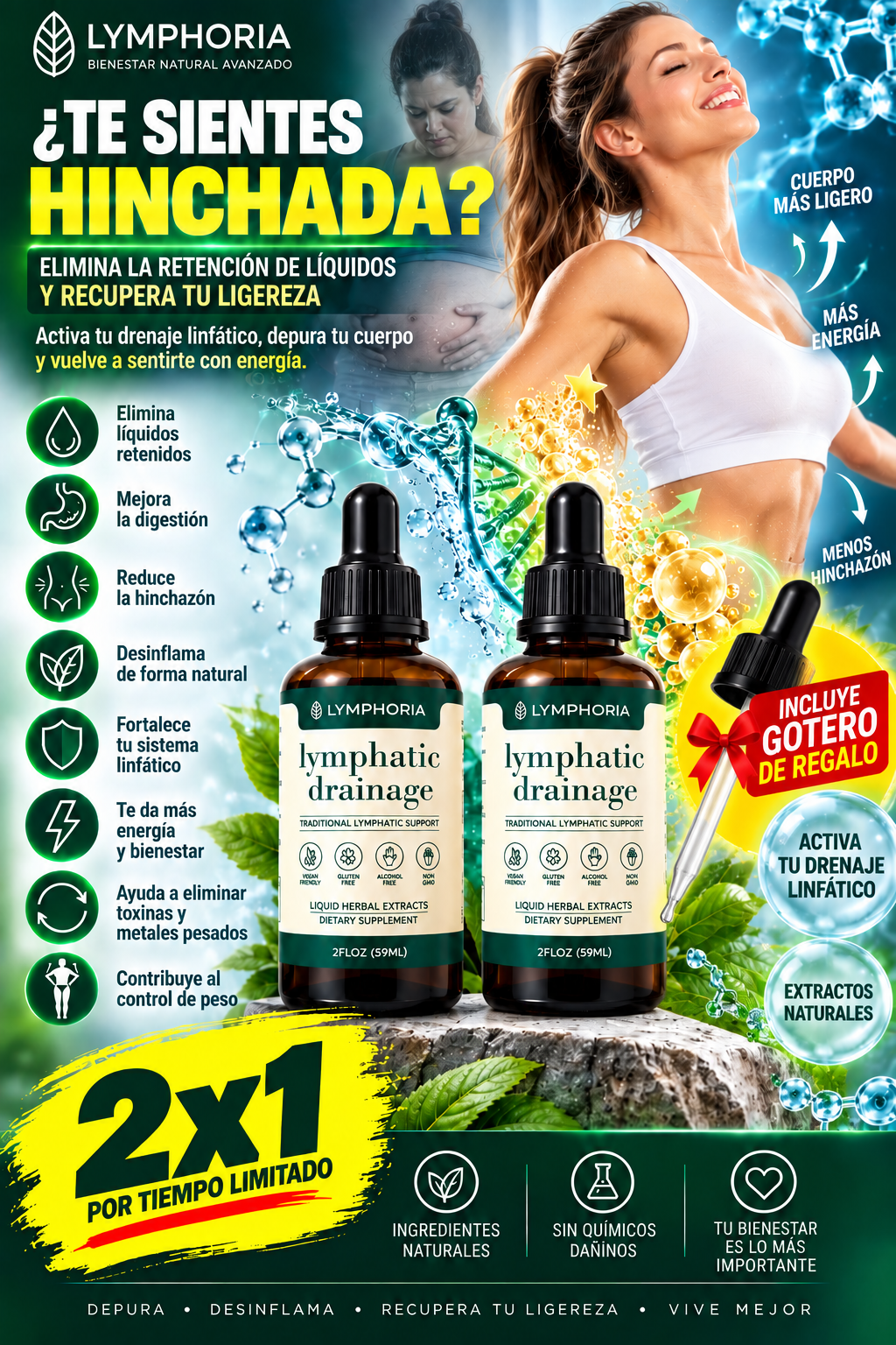 DRENAJE LINFATICO Lymphoria Gotas Elimina Líquidos Oferta Lleva 2x1 Hasta Agotar Stock