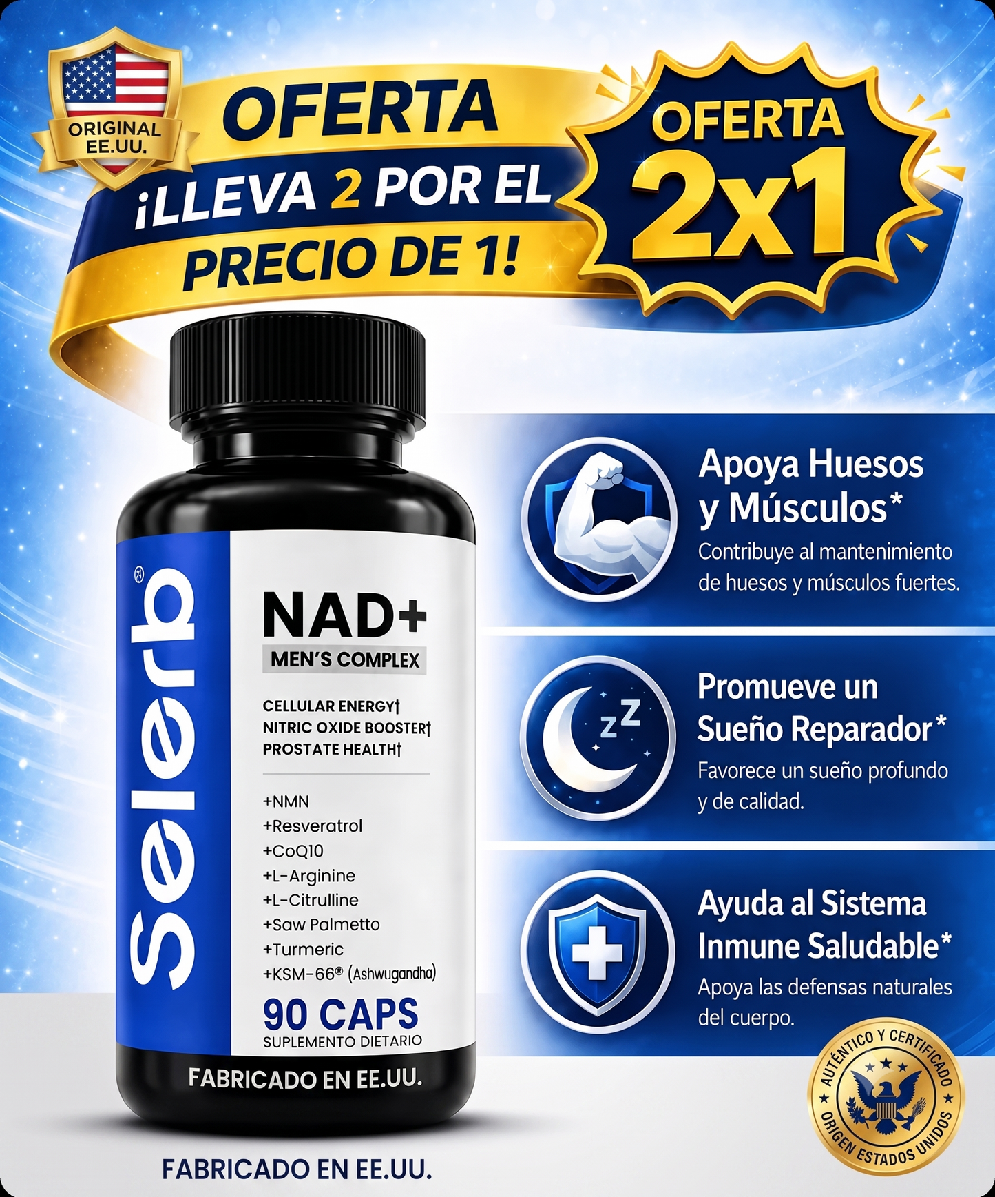 SELERB NAD+ MEN´S Original® 90CAPS | OFERTA 2X1 POR TIEMPO LIMITADO